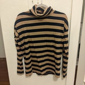 J.Crew striped navy and tan boxy turtleneck